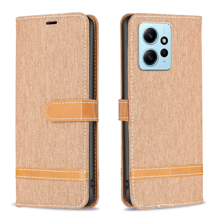 For Xiaomi Redmi Note 12 4G Global Color Block Denim Texture Leather Phone Case