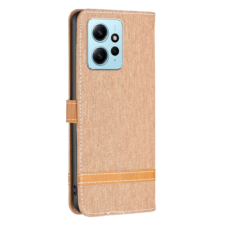 For Xiaomi Redmi Note 12 4G Global Color Block Denim Texture Leather Phone Case