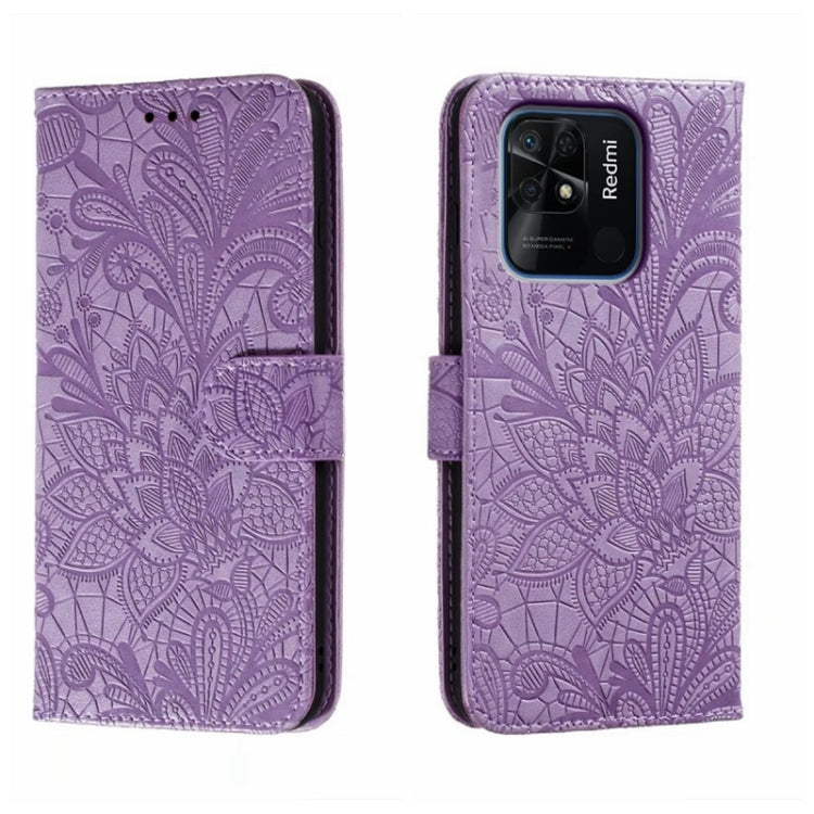 For Xiaomi Redmi 10C Lace Flower Embossing Flip Leather Phone Case