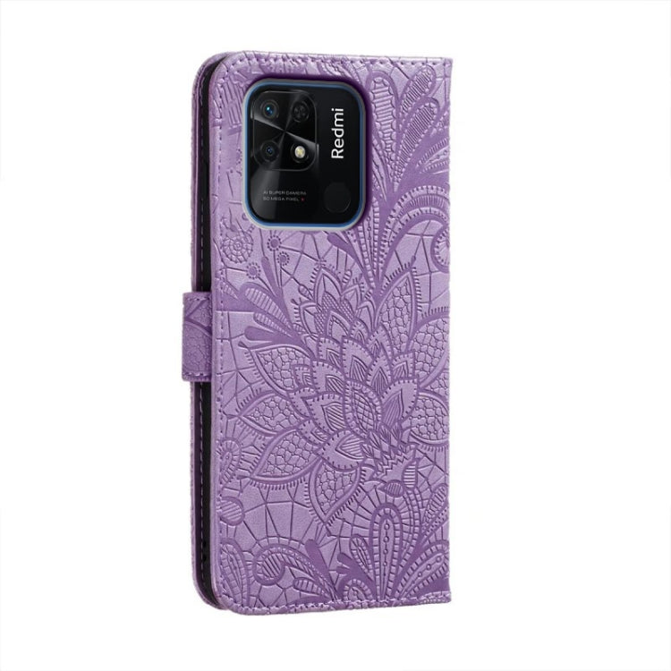 For Xiaomi Redmi 10C Lace Flower Embossing Flip Leather Phone Case
