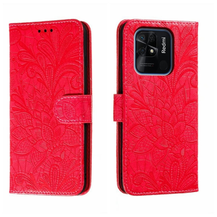 For Xiaomi Redmi 10C Lace Flower Embossing Flip Leather Phone Case