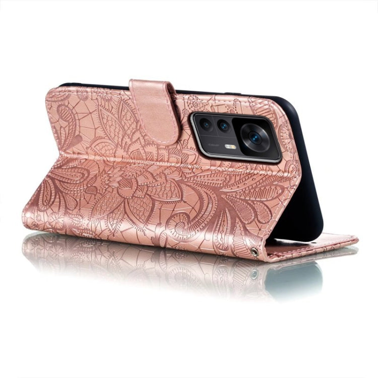 For Xiaomi Redmi K50 Ultra Lace Flower Embossing Flip Leather Phone Case