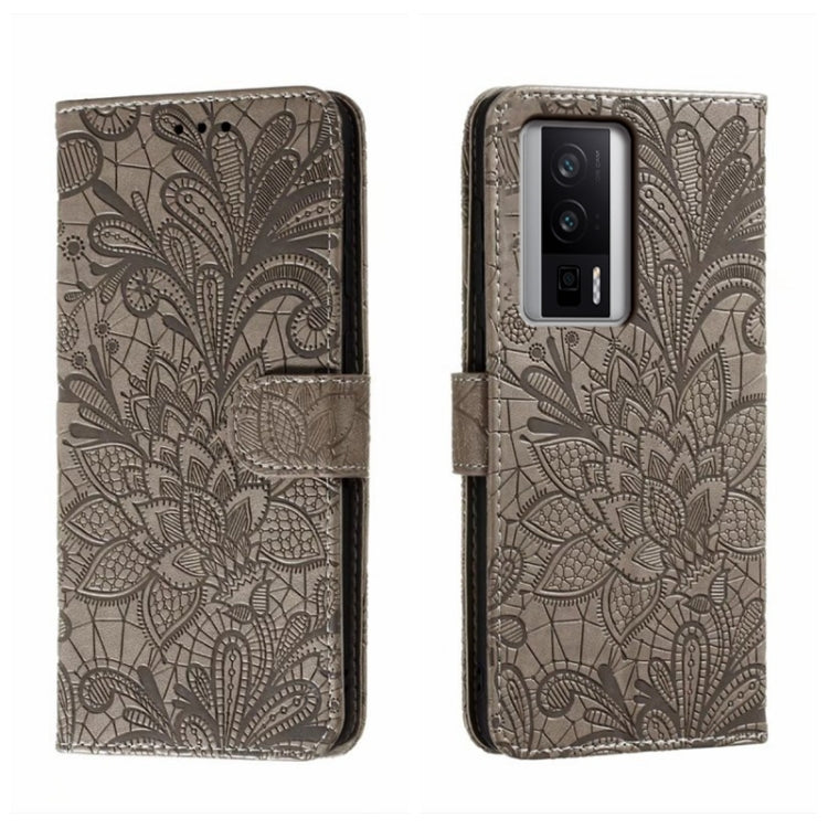 For Xiaomi Redmi K60 Lace Flower Embossing Flip Leather Phone Case