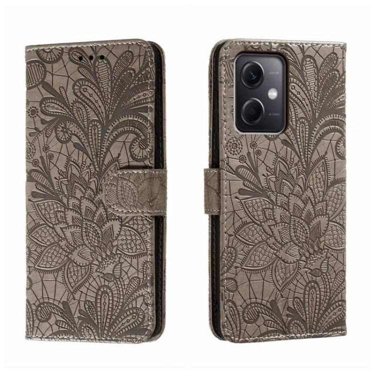 For Xiaomi Redmi Note 12 5G Global Lace Flower Embossing Flip Leather Phone Case