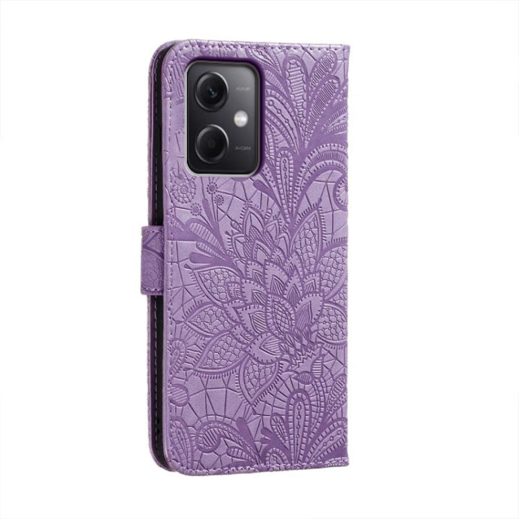 For Xiaomi Redmi Note 12 5G Global Lace Flower Embossing Flip Leather Phone Case