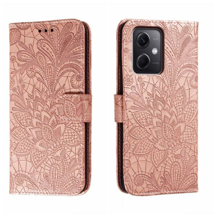 For Xiaomi Redmi Note 12 5G Global Lace Flower Embossing Flip Leather Phone Case