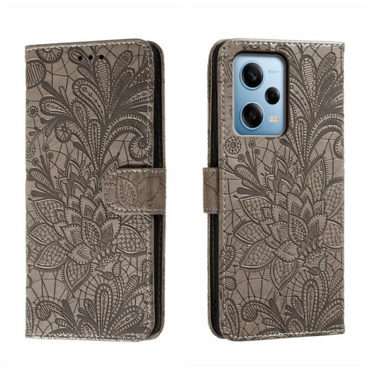 For Xiaomi Redmi Note 12 Pro Lace Flower Embossing Flip Leather Phone Case