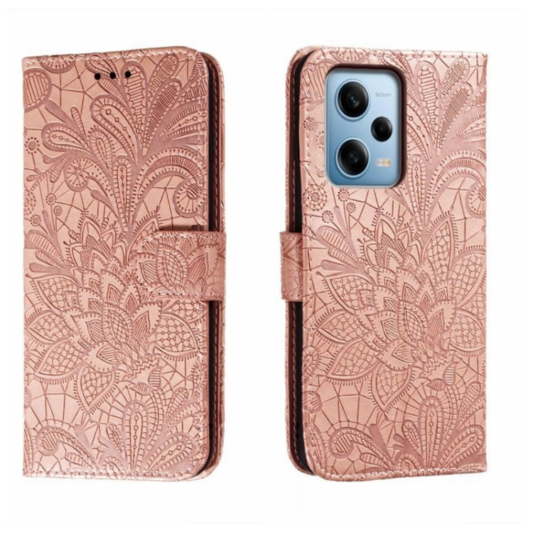 For Xiaomi Redmi Note 12 Pro Lace Flower Embossing Flip Leather Phone Case