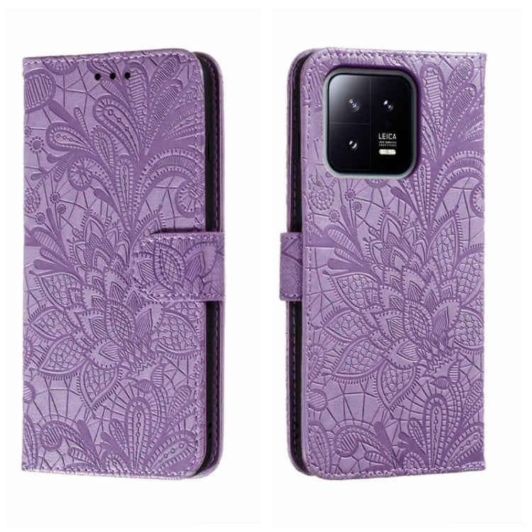 For Xiaomi 13 Lace Flower Embossing Flip Leather Phone Case