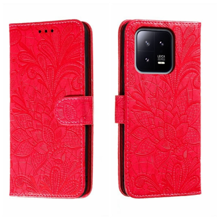 For Xiaomi 13 Lace Flower Embossing Flip Leather Phone Case