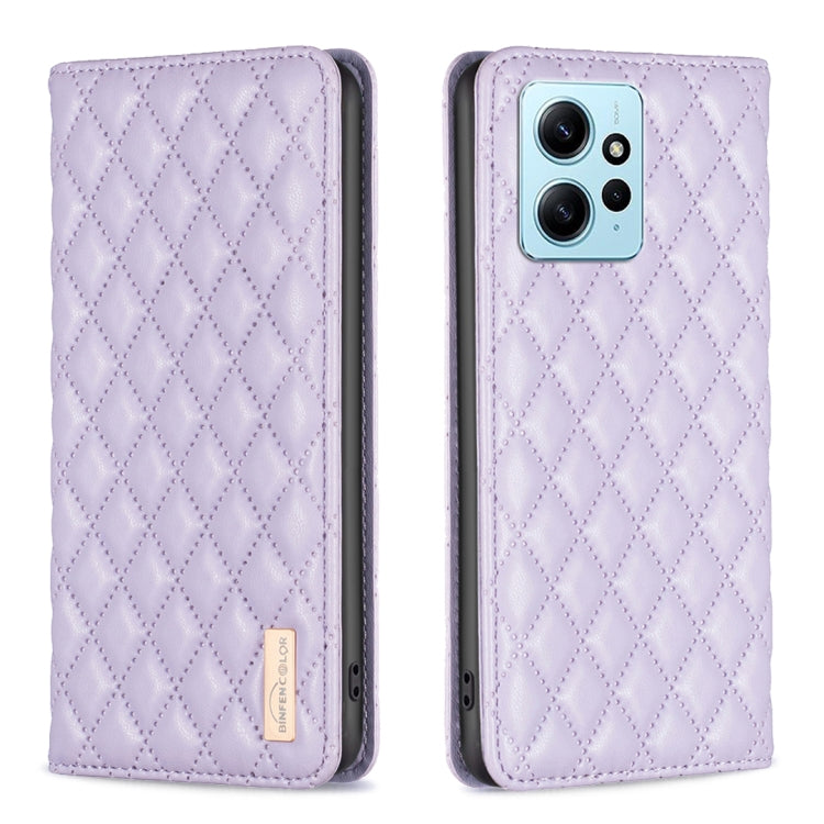 For Xiaomi Redmi Note 12 4G Global Diamond Lattice Magnetic Leather Flip Phone Case