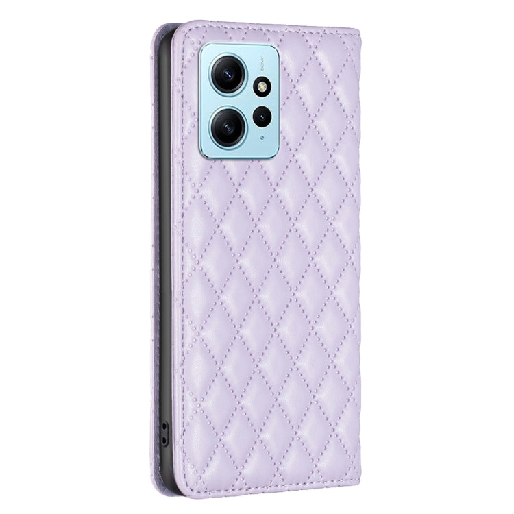For Xiaomi Redmi Note 12 4G Global Diamond Lattice Magnetic Leather Flip Phone Case
