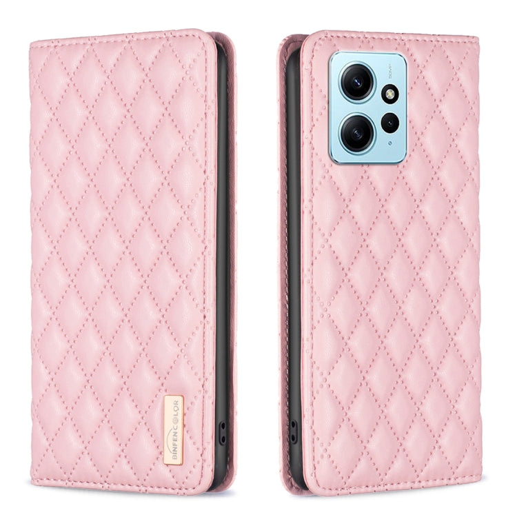 For Xiaomi Redmi Note 12 4G Global Diamond Lattice Magnetic Leather Flip Phone Case