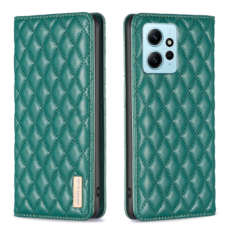 For Xiaomi Redmi Note 12 4G Global Diamond Lattice Magnetic Leather Flip Phone Case