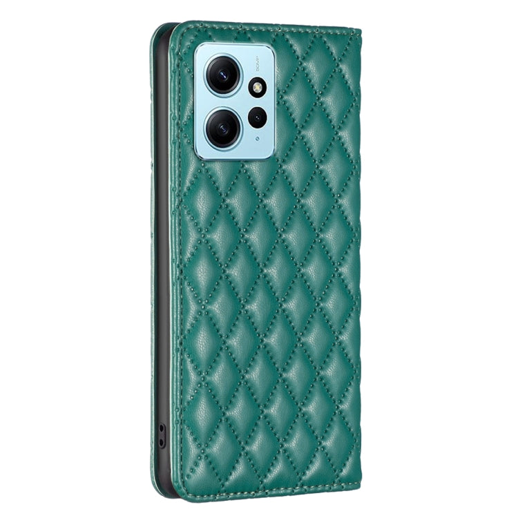 For Xiaomi Redmi Note 12 4G Global Diamond Lattice Magnetic Leather Flip Phone Case