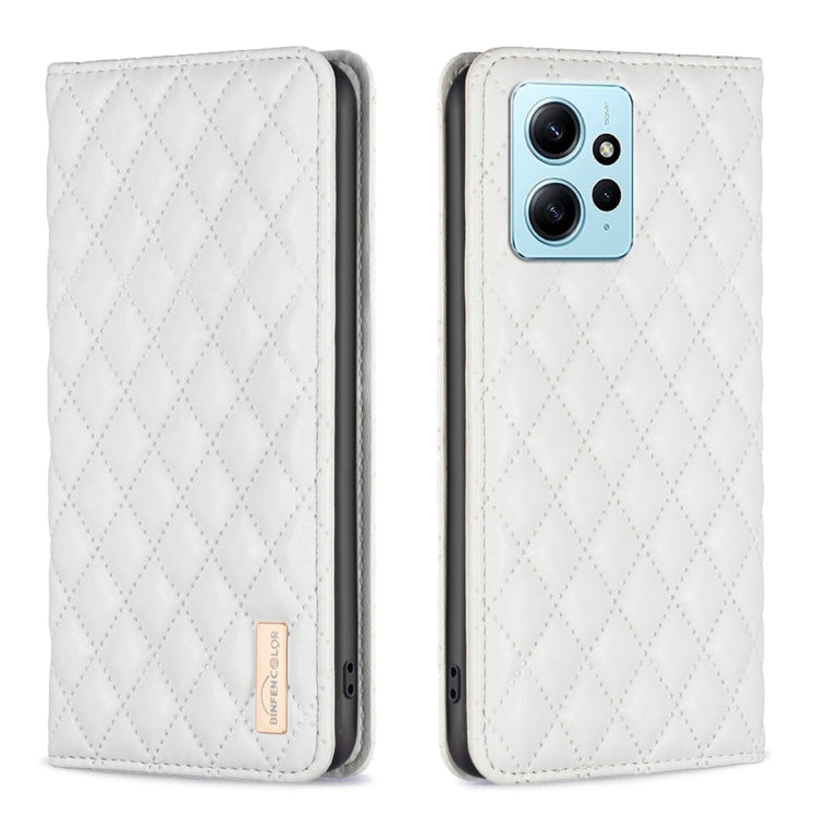For Xiaomi Redmi Note 12 4G Global Diamond Lattice Magnetic Leather Flip Phone Case