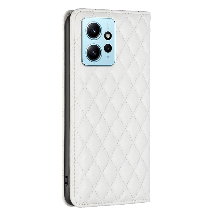 For Xiaomi Redmi Note 12 4G Global Diamond Lattice Magnetic Leather Flip Phone Case