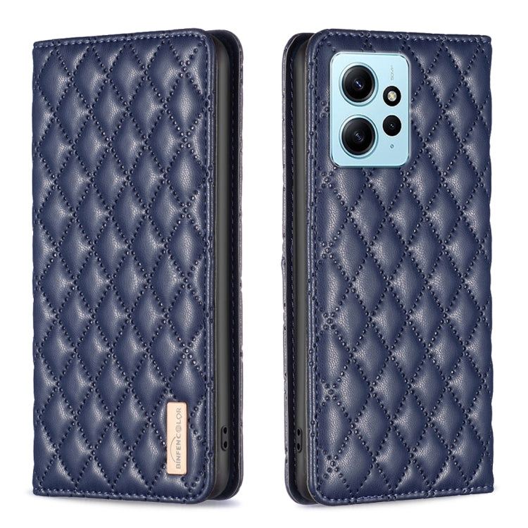 For Xiaomi Redmi Note 12 4G Global Diamond Lattice Magnetic Leather Flip Phone Case
