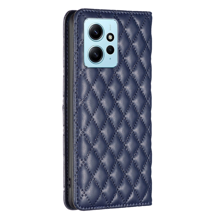 For Xiaomi Redmi Note 12 4G Global Diamond Lattice Magnetic Leather Flip Phone Case