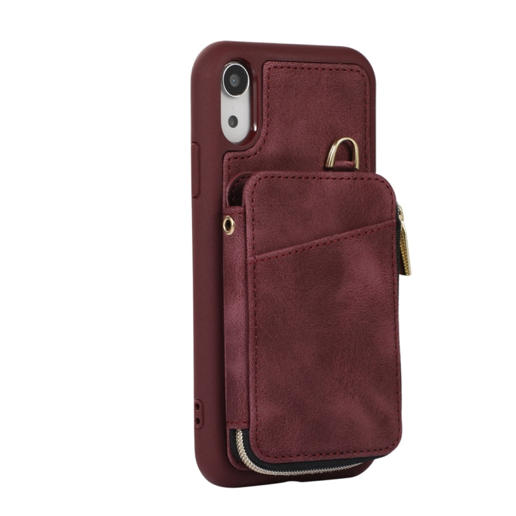 For iPhone XR Zipper Card Bag Back Cover Phone Case
