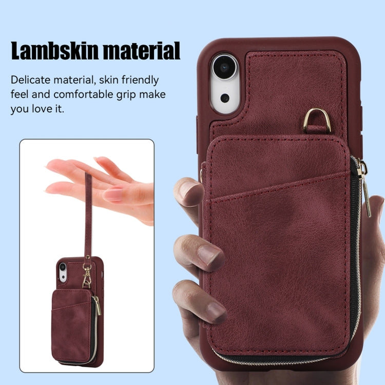 For iPhone XR Zipper Card Bag Back Cover Phone Case