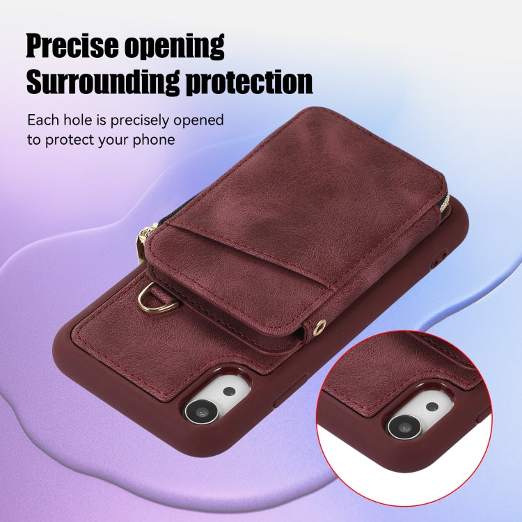 For iPhone XR Zipper Card Bag Back Cover Phone Case