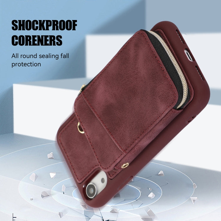 For iPhone XR Zipper Card Bag Back Cover Phone Case