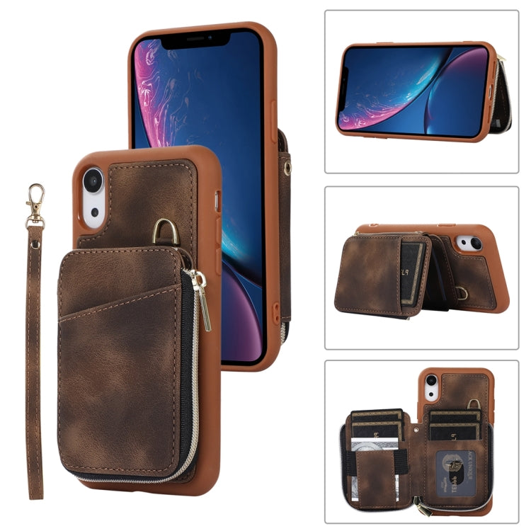 For iPhone XR Zipper Card Bag Back Cover Phone Case