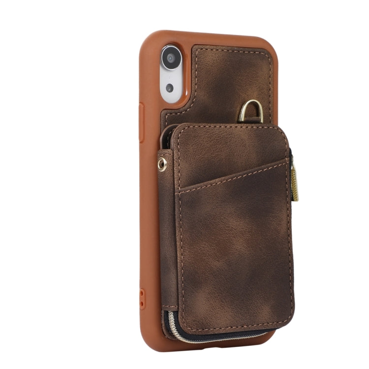 For iPhone XR Zipper Card Bag Back Cover Phone Case
