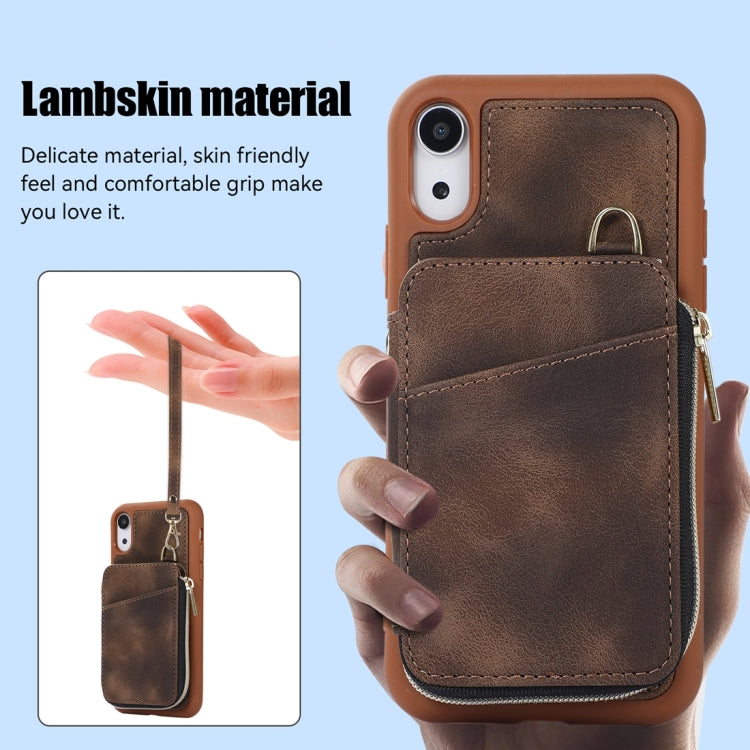 For iPhone XR Zipper Card Bag Back Cover Phone Case