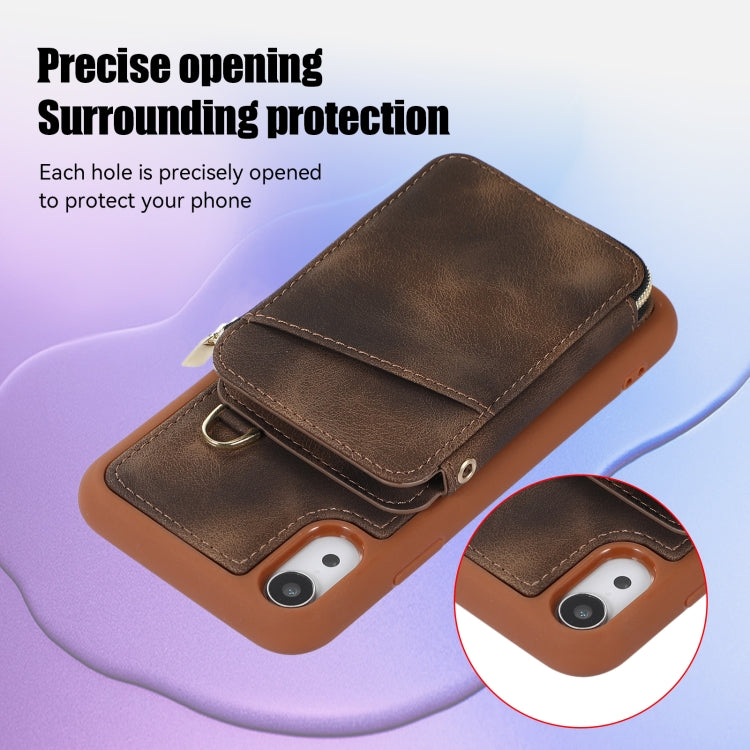 For iPhone XR Zipper Card Bag Back Cover Phone Case