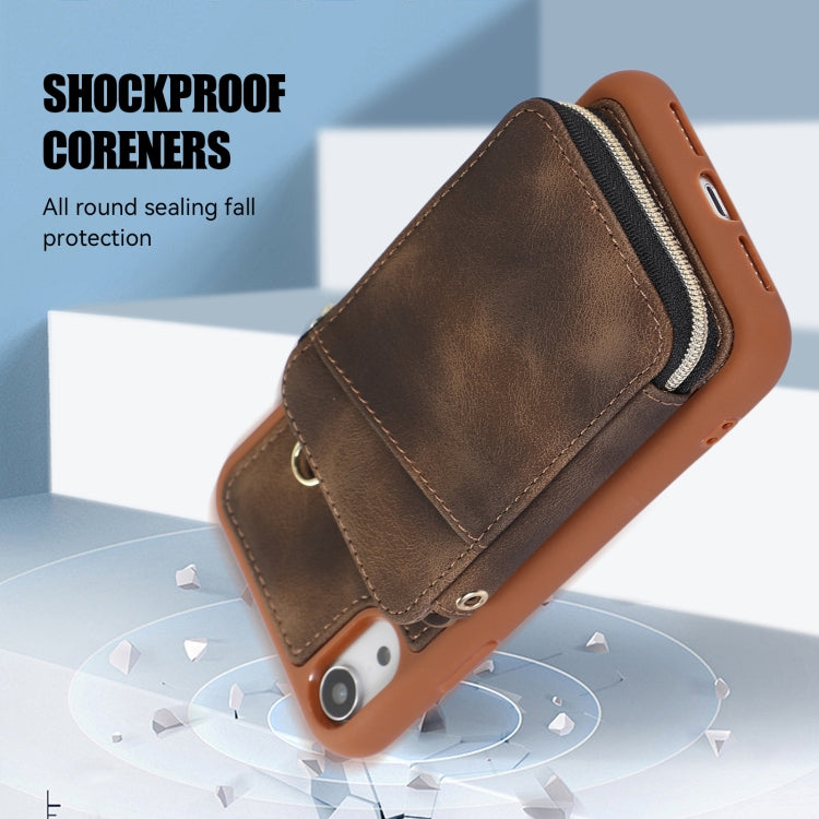 For iPhone XR Zipper Card Bag Back Cover Phone Case