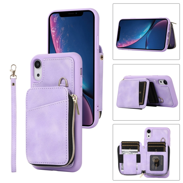 For iPhone XR Zipper Card Bag Back Cover Phone Case