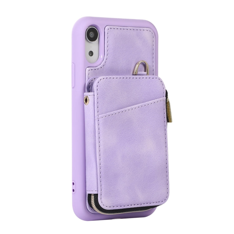 For iPhone XR Zipper Card Bag Back Cover Phone Case