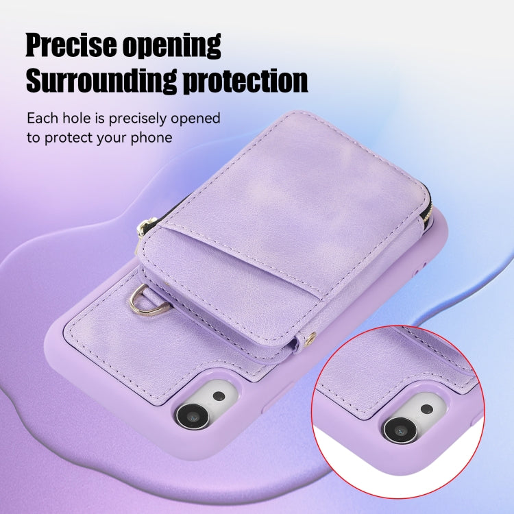 For iPhone XR Zipper Card Bag Back Cover Phone Case