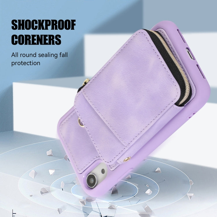 For iPhone XR Zipper Card Bag Back Cover Phone Case