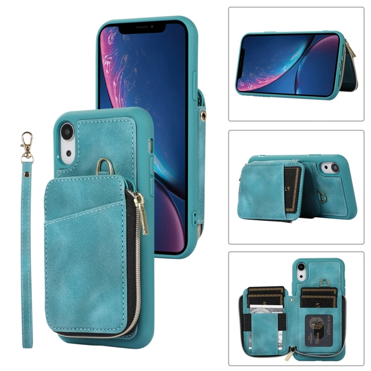For iPhone XR Zipper Card Bag Back Cover Phone Case
