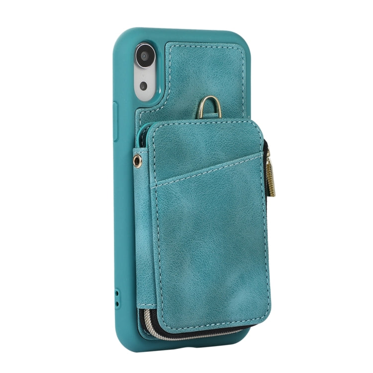 For iPhone XR Zipper Card Bag Back Cover Phone Case
