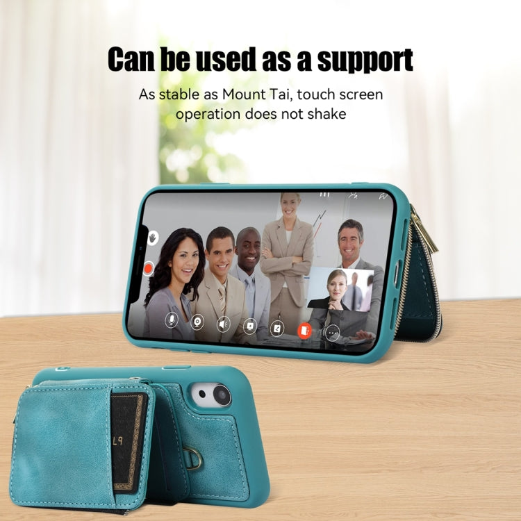 For iPhone XR Zipper Card Bag Back Cover Phone Case