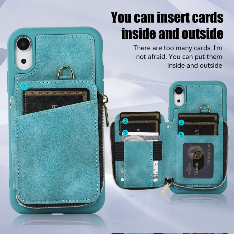 For iPhone XR Zipper Card Bag Back Cover Phone Case