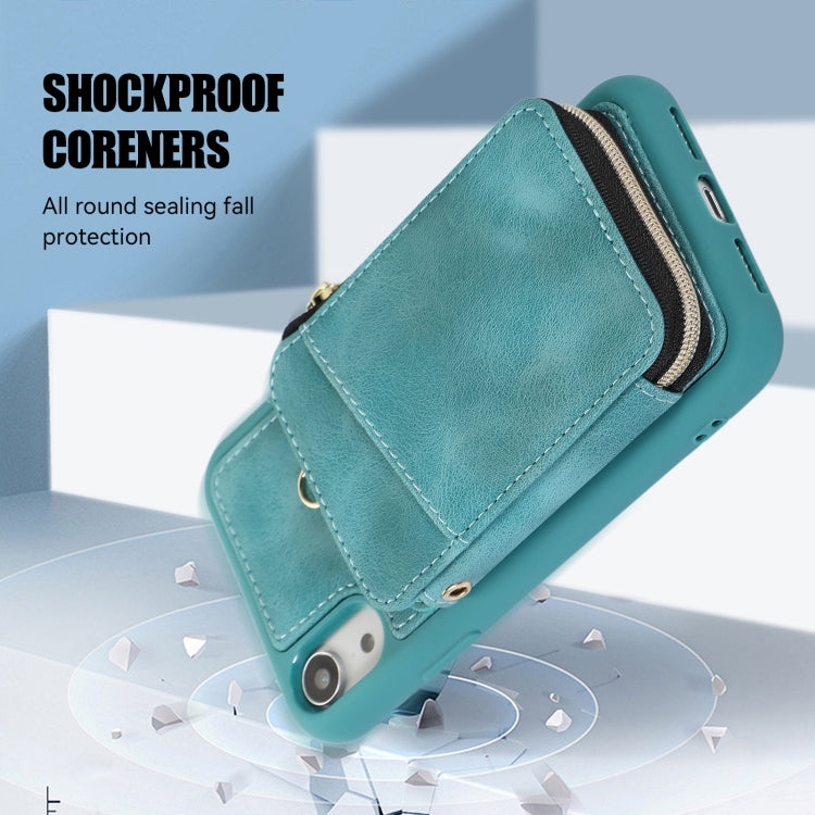 For iPhone XR Zipper Card Bag Back Cover Phone Case