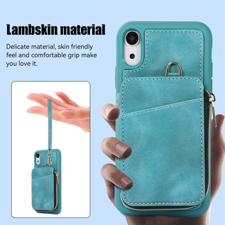 For iPhone XR Zipper Card Bag Back Cover Phone Case