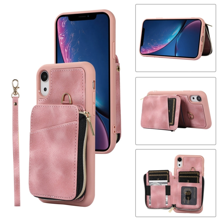 For iPhone XR Zipper Card Bag Back Cover Phone Case