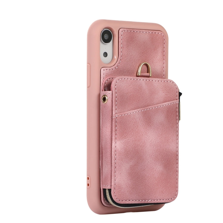 For iPhone XR Zipper Card Bag Back Cover Phone Case