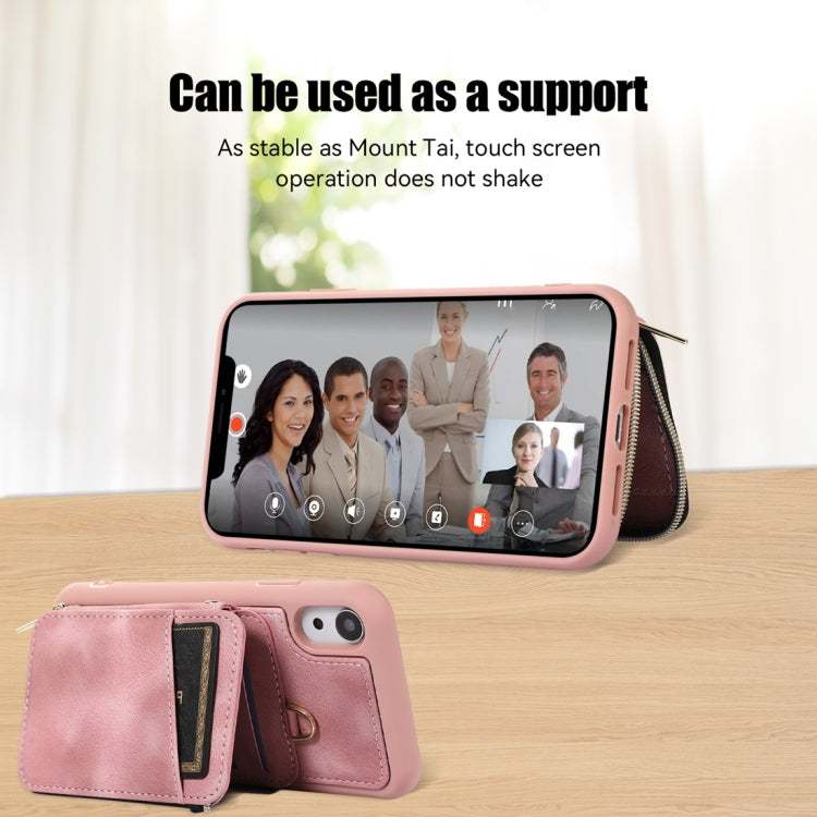 For iPhone XR Zipper Card Bag Back Cover Phone Case