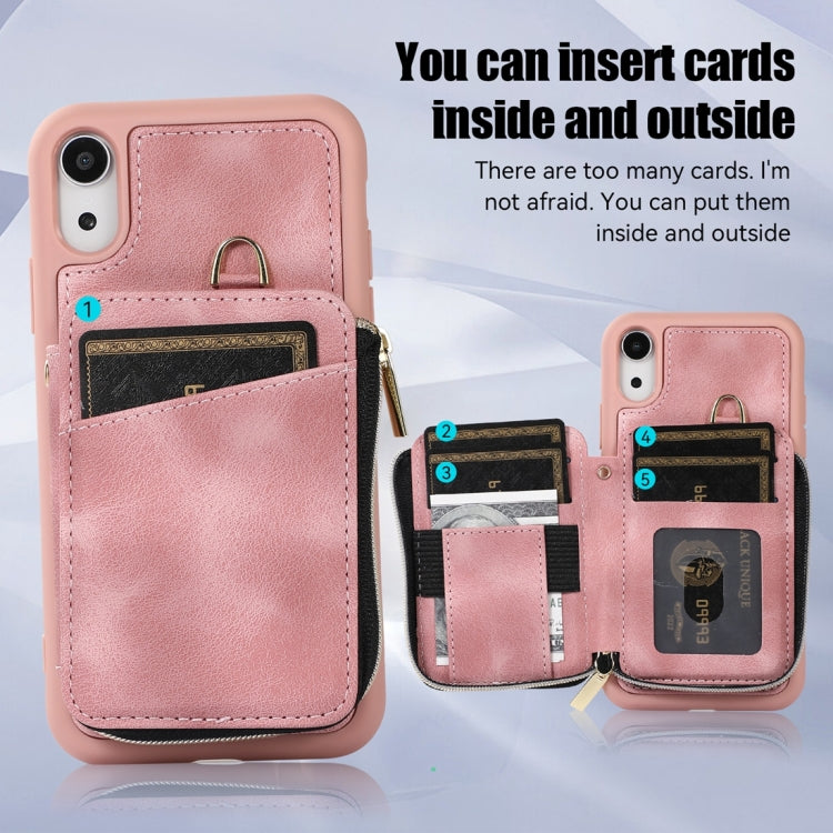 For iPhone XR Zipper Card Bag Back Cover Phone Case