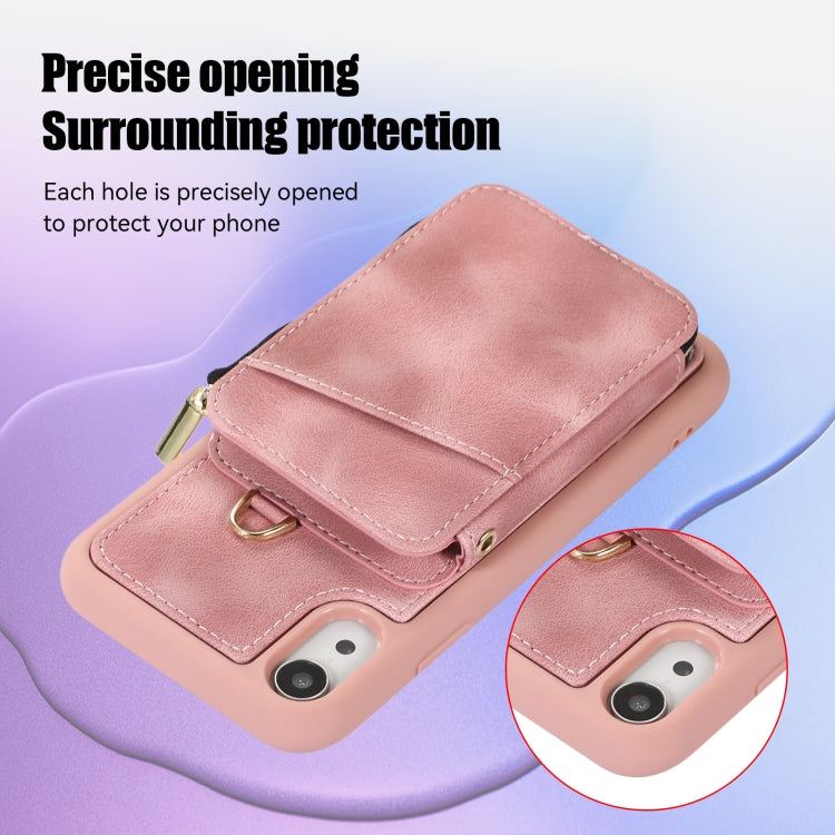 For iPhone XR Zipper Card Bag Back Cover Phone Case