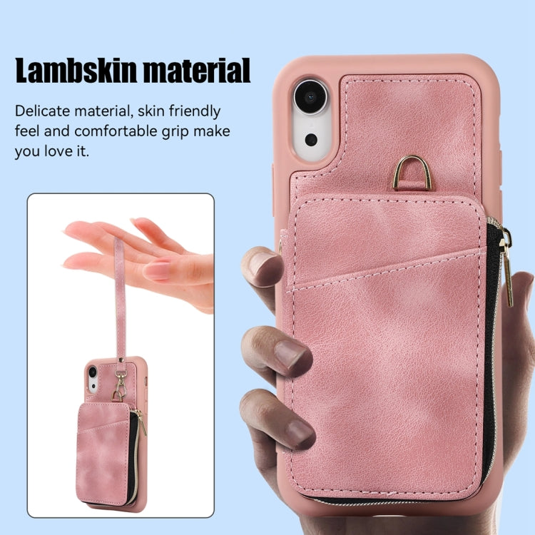 For iPhone XR Zipper Card Bag Back Cover Phone Case