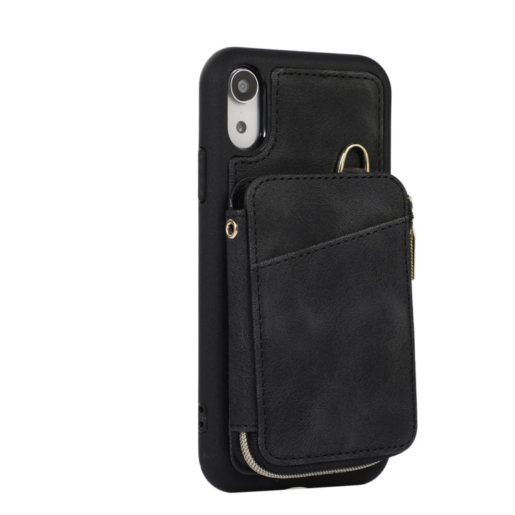 For iPhone XR Zipper Card Bag Back Cover Phone Case
