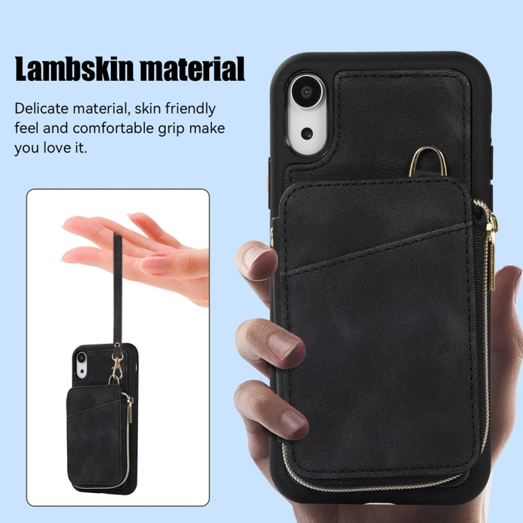 For iPhone XR Zipper Card Bag Back Cover Phone Case